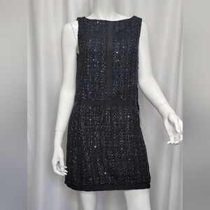 Black and Silver Sequin Sheath Mini Dress